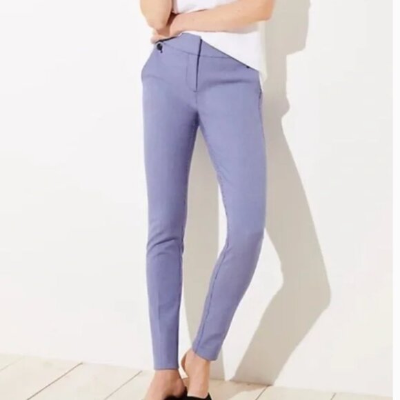 Loft Marisa Pants in Blue Petite Houndstooth Check - Picture 1 of 15